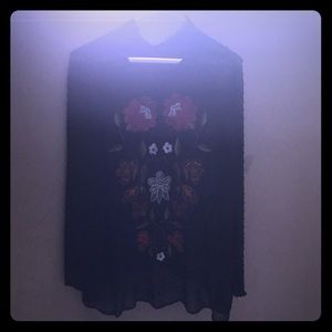 Zara Black Embroidered Top
